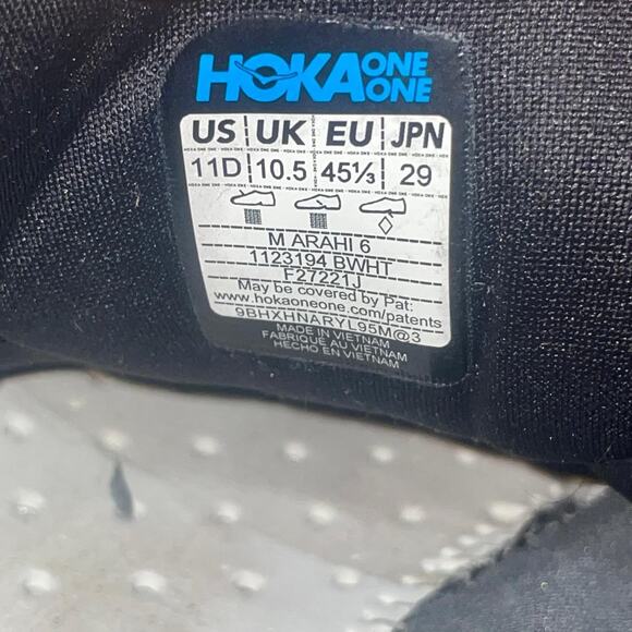 Hoka One One Arahi 6 1123194 BWHT Athletic Sneaker Mens 11 D Black Mesh Running main image 13